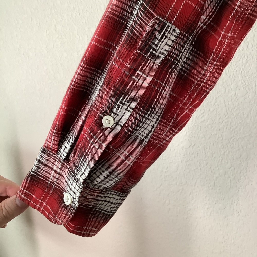 LAUREN RL Cotton Button Up Shirt L Plaid Lightweight Preppy Equestrian Spring - Picture 10 of 12